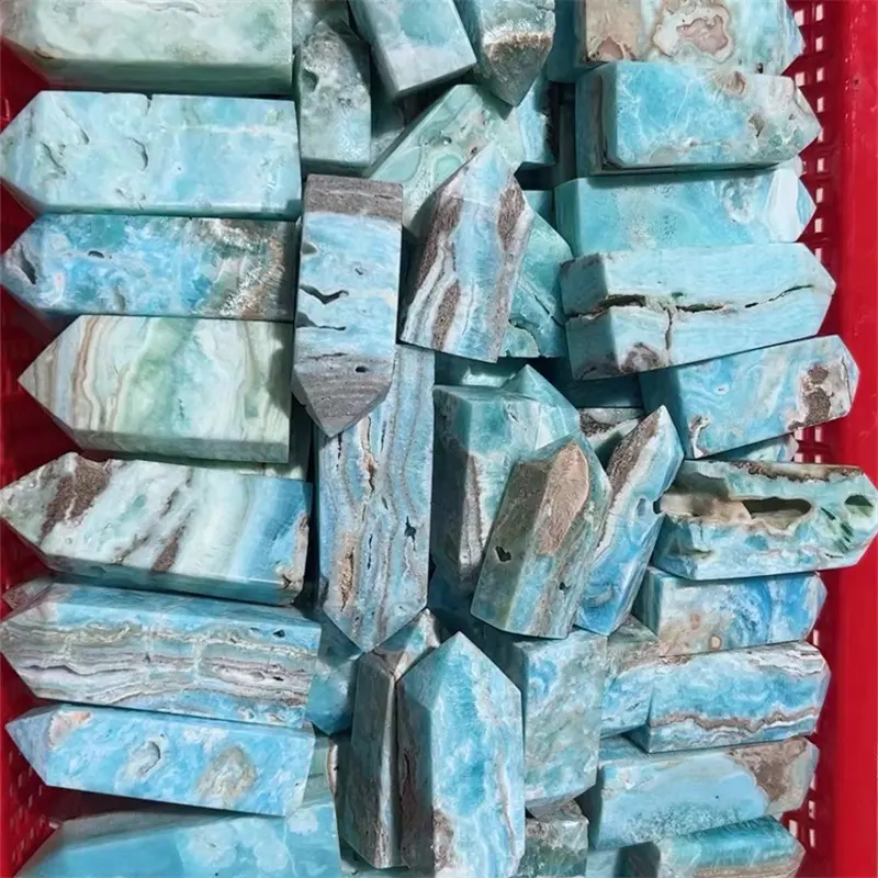 Di alta qualità torre di cristallo decorazione spirituale pietra naturale cielo blu emimorfite punta di cristallo bacchetta per la decorazione della casa