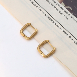Geometric Huggie Earrings Square Titanium Steel Unisex Fashion Jewelry - Product Image 1