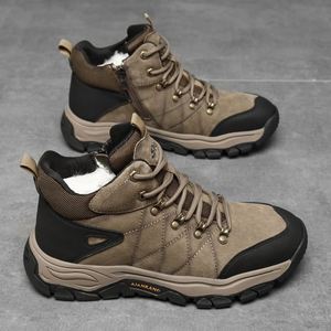 Nouveautés Hiver 2026 : Bottes décontractées d'extérieur pour hommes en cuir véritable et laine, semelle souple antidérapante et chaussures de neige chaudes - Product Image 1