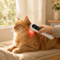 Peigne de thérapie par lumière rouge avec têtes thérapeutiques, appareil de photothérapie LED portatif pour chiens, chats et animaux, soulagement de la douleur et toilettage