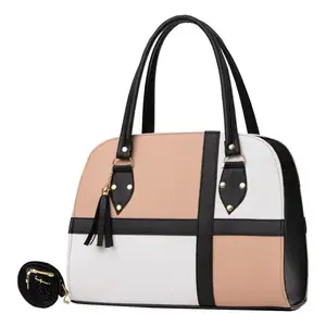 Bolso de Mano Boston para Mujer Fana Ilma, Diseño de Paneles de Cuero Sintético de Microfibra, Decoración con Borlas, Uso Diario - Product Image 4