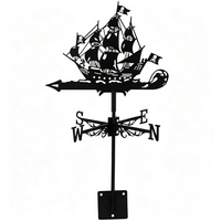 Aiguille à vent décorative en fer forgé en forme de navire pirate pour grange, abri, patio, toit, jardin