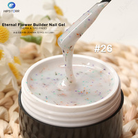 Gel dur à faible chaleur pour fleurs séchées, sans HEMA ni TPO, Gel Milky Flower Builder, Gel d'extension pour ongles Flora Glitter pour salon professionnel