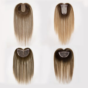 Topper de Cabello Europeo de Seda para Mujeres Blancas, Postizo de Cabello Humano Ondulado Remy para Mujeres, Toppers de Mono Lace - Product Image 1