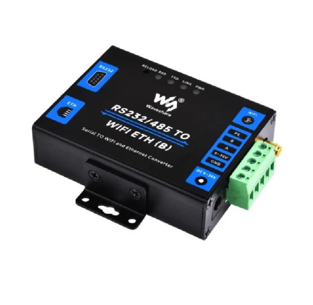 Waveshare Industrial-Grade Serial Server RS232/485 to WiFi & Ethernet Converter Modbus & MQTT Gateway