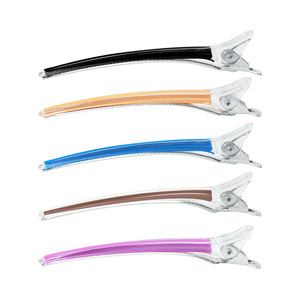 Pinces à cheveux <span class=keywords><strong>bec</strong></span> de canard en plastique transparent coloré, sans pli, sans couture, pour salon de beauté, avec logo personnalisé, pour barbier et coiffure - Product Image 4