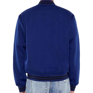 Men Stand Collar Fleece Breathable Eco-Friendly Winter Varsity Jacket Casual Outerwear OEM <b>Covered</b> <b>Button</b> Closure - Product Image 6