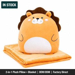 Couverture-coussin en peluche 2-en-1 en gros, motif dinosaure ou lion mignon, personnalisable avec logo, certifiée EN71 CE, OEM ODM - Product Image 2