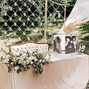 Acrylic <strong>Wedding</strong> <strong>Card</strong> <strong>Box</strong> with Picture Frame <strong>for</strong> Photos, Large Rotatable Envelope <strong>Post</strong> Money Gift <strong>Box</strong> Holder with Lock Slot - Product Image 6