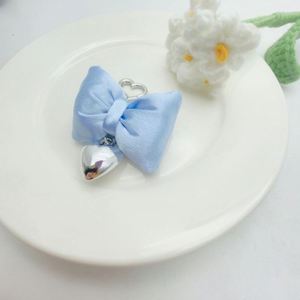 Y2K Bow & Heart <b>Keychain</b> Silver Metal Keyring for Bag - Product Image 5