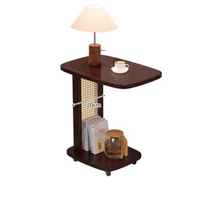 Movable coffee table, sofa, high-end side table, bedroom bedside table, multi-functional storage shelf, mobile <b>computer</b> <b>desk</b> - Product Image 5