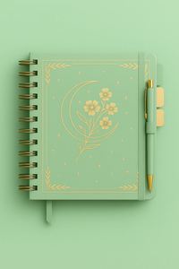 Leather Stamping Moon Flower Spiral A5 Hardcover Notebook Aesthetic Stationery Journal <b>Pen</b> Holder Tab Dividers Gift Custom - Product Image 6