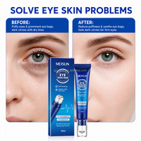 Sérum Crème Contour des Yeux Roll-on 20ml avec Billes de Massage Métalliques à 360 Degrés – Anti-Poches, Éclaircissant, Hydratant, Liftant, Anti-Âge