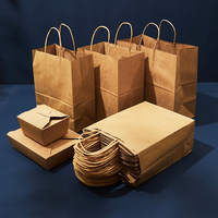 Logo personnalisé blanc marron noir emballage de restauration rapide cadeau à emporter artisanat shopping sac en papier avec poignées