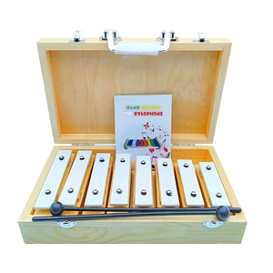 ขายส่ง Glockenspiel โลหะสีขาว 8 คีย์ พร้อมกล่องไม้สนแข็งแรง และไม้ตี 2 อัน เครื่องดนตรีประเภทออร์ฟ - Product Image 1