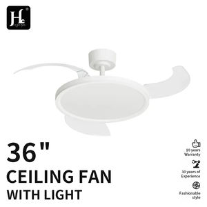 Ventilateur intelligent au design moderne avec 3 pales, moteur DC silencieux, esthétique minimaliste, lumière 3 couleurs, sans pales visibles, lumière libre - Product Image 2