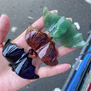 Figura de Murciélago de Piedras Preciosas Naturales Mixtas al por Mayor, <span class=keywords><strong>Aventurina</strong></span> <span class=keywords><strong>Verde</strong></span> y Sodalita, Cristal Curativo Reiki, Decoración de Altar de Halloween con Forma de Animal - Product Image 2