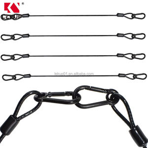 Câbles en acier tressé à extrémité bouclée, câbles en acier recouverts de PVC, cordes de sécurité robustes avec mousquetons - Product Image 1