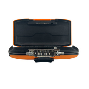 Portable Combination <b>Lock</b> Box With Steel Wire Rope Key Storage Outdoor Travel Security Case Black And Orange Zinc Alloy Powder - Product Image 1
