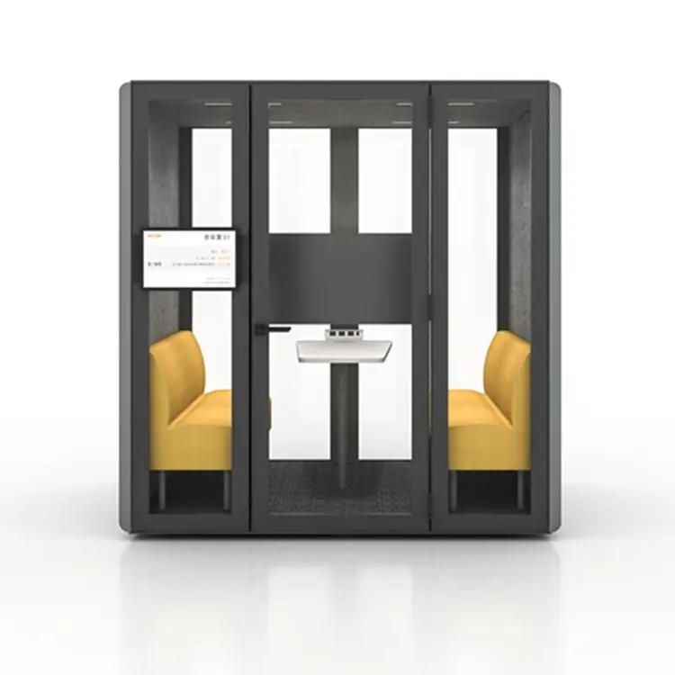 Modern Design High Tech Soundproof Glass Meeting Booth Company Indoor 4 Person Meeting Booth