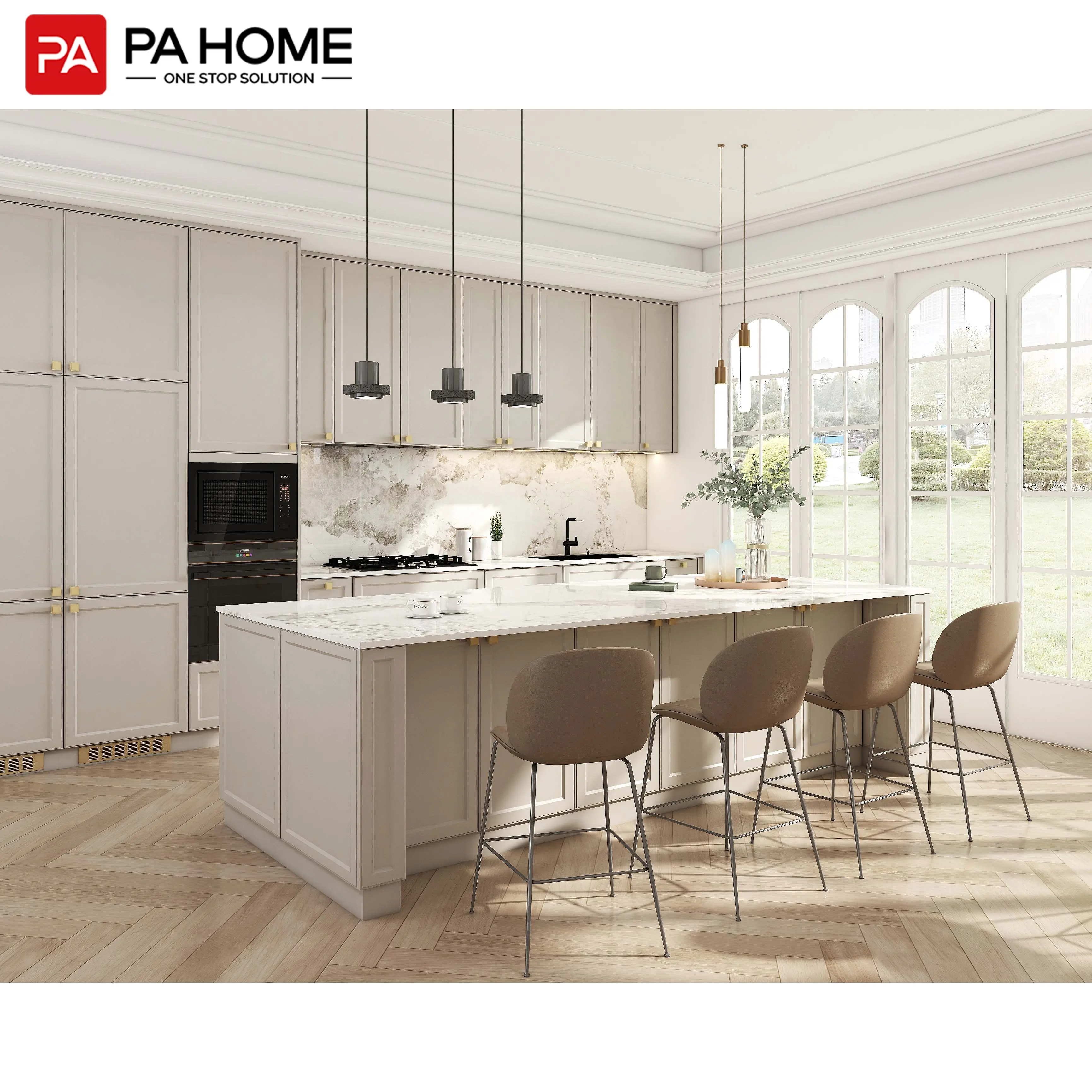 PA furniture luxury white pvc custom design rta shaker set di mobili da cucina moderni modulari
