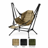 Fauteuil suspendu portable moderne en aluminium VT pour l'extérieur, chaise hamac de camping avec dossier haut et siège rembourré, pliable pour jardin et terrasse