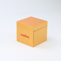 Boîte cosmétique avec couvercle et base orange, finition métallique, logo personnalisé, emballage cadeau haut de gamme