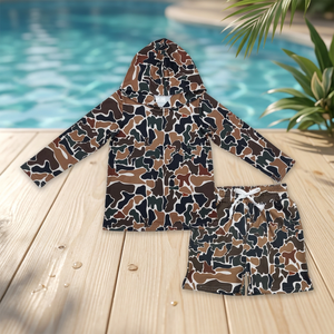 Ensemble de vêtements pour bébé garçon, chemise à capuche en coton et élasthanne, imprimé camouflage de chasse RTS, tissu peigné, printemps automne - Product Image 2
