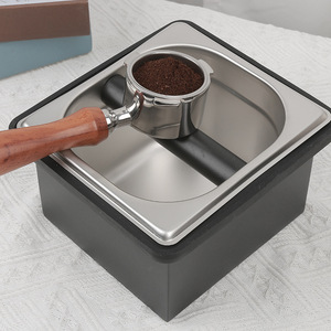 CK308 <b>Square</b> Country-Style Durable Portable Easy Clean Compact Stainless Steel Knock Box Small Kitchen Espresso - Product Image 3