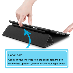 Étui de protection personnalisé en cuir PU pour <span class=keywords><strong>tablette</strong></span> iPad 9,7 pouces 5e/6e génération, avec support folio professionnel et porte-crayon, support pliable à trois volets - Product Image 4