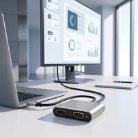 Adaptateur USB-C 2-en-1 pour VGA 4K, en alliage d'aluminium et PVC, convertisseur multiport pour ordinateur portable, tablette, téléphone, AAB-406, hub de transfert de données et de charge