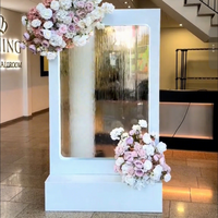 Panneau de bienvenue d'entrée de fontaine de mariage en verre clair avec LED cascade de fond de fête panneau de bienvenue d'eau