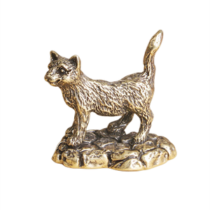 पीतल पशु सजावट मूर्तिकला कला संग्रहणीय वस्तुओं में फैक्टरी थोक प्राचीन शिल्प बिल्ली - Product Image 2