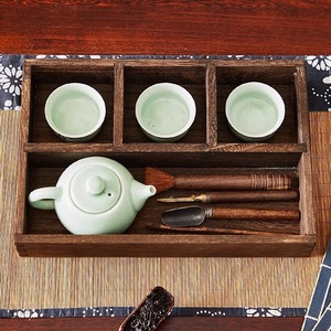 Wooden Desktop Storage <b>Box</b> Rectangle Rustic Office Organizer For <b>Tea</b> Sets Keys Jewelry Cosmetics Stationery - Product Image 1