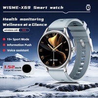 Reloj Inteligente X69 con Pantalla IPS Redonda, Monitor de Ritmo Cardíaco, Rastreador de Actividad Física, con Respuesta a Llamadas y 3 Correas