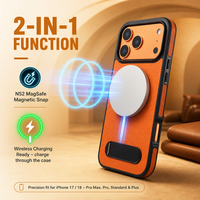 Étui de téléphone en cuir pleine fleur Togo Grain pour iPhone 17 18, coque antichoc noir orange