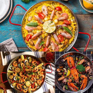 กระทะทอดแบนขนาดเล็กสีทองอุปกรณ์เครื่องครัวสแตนเลสสีเงินกระทะ <span class=keywords><strong>Paella</strong></span> - Product Image 6