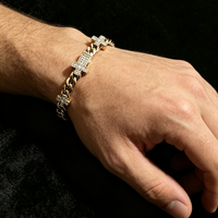Rantai Hip Hop Mewah Model Cuban Perak 925 Solid Berhiaskan Moissanite Berkilau  Logo Dapat Disesuaikan Gelang Cuban Dengan Berlian Laboratorium