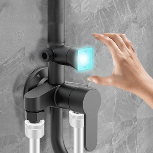 Ensemble de douche mural de luxe moderne noir mat en acier inoxydable avec mitigeur pour <span class=keywords><strong>hôtel</strong></span> et projets - Product Image 2