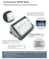 Lámpara de Pared LED para Exteriores, IP65, 120W, 5000K, Cuadrada, de Aluminio, Impermeable, con Sensor Fotoeléctrico de Amanecer al Atardecer, Certificación ETL DLC, 5 Años de Garantía