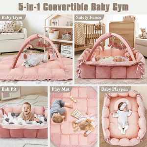 Tapis d'éveil pour bébé, convertible, rembourré, avec jouets suspendus - Product Image 2