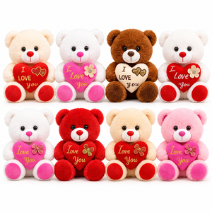 Venta al por Mayor Directa de Fábrica, Lindo Oso de Peluche con Accesorio de Corazón Bordado, Personalizado OEM para Regalo del Día de San Valentín - Product Image 1