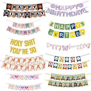 Bannières de joyeux <span class=keywords><strong>anniversaire</strong></span> personnalisées Impression de bannières en papier cartonné scintillant Drapeaux - Product Image 1