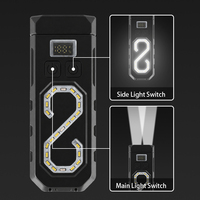 Lampada da Lavoro a Forma di S con Display Digitale, Doppi Interruttori, Magnete Potente e Ricarica Rapida per Campeggio, Garage e Uso di Emergenza