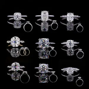 Starsgem-Anillo de boda de diamante personalizado para mujer, 9K, 10K, 14K, oro de 18K, joyería fina de compromiso, moissanita