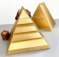 Boîte en papier écologique en forme de pyramide pour pâtisseries, gâteaux, gaufres, sushis, brownies, biscuits, emballage à emporter avec insert en ruban
