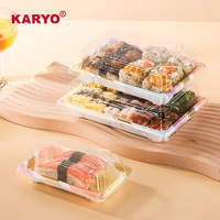 KARYO 1102 Boîte d'emballage élégante anti-buée en plastique de qualité alimentaire pour sashimi Boîte à sushi rectangulaire à emporter avec couvercle