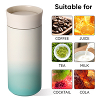 Nouvelle conception de gobelet réutilisable avec couvercle à bouton personnalisé, 500 ml, en acier inoxydable, isolé sous vide, tasse à café avec intérieur en céramique, pour le bureau