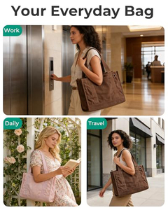 Sac fourre-<span class=keywords><strong>tout</strong></span> tendance en velours côtelé imperméable avec fermeture éclair, sac de voyage et de travail doté de poches intérieures d'organisation, capacité de 12 L - Product Image 5