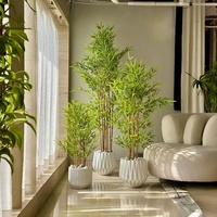 Bambou artificiel réaliste pour la décoration extérieure de jardin, protection UV, fausse verdure, plante en pot pour aménagement paysager
